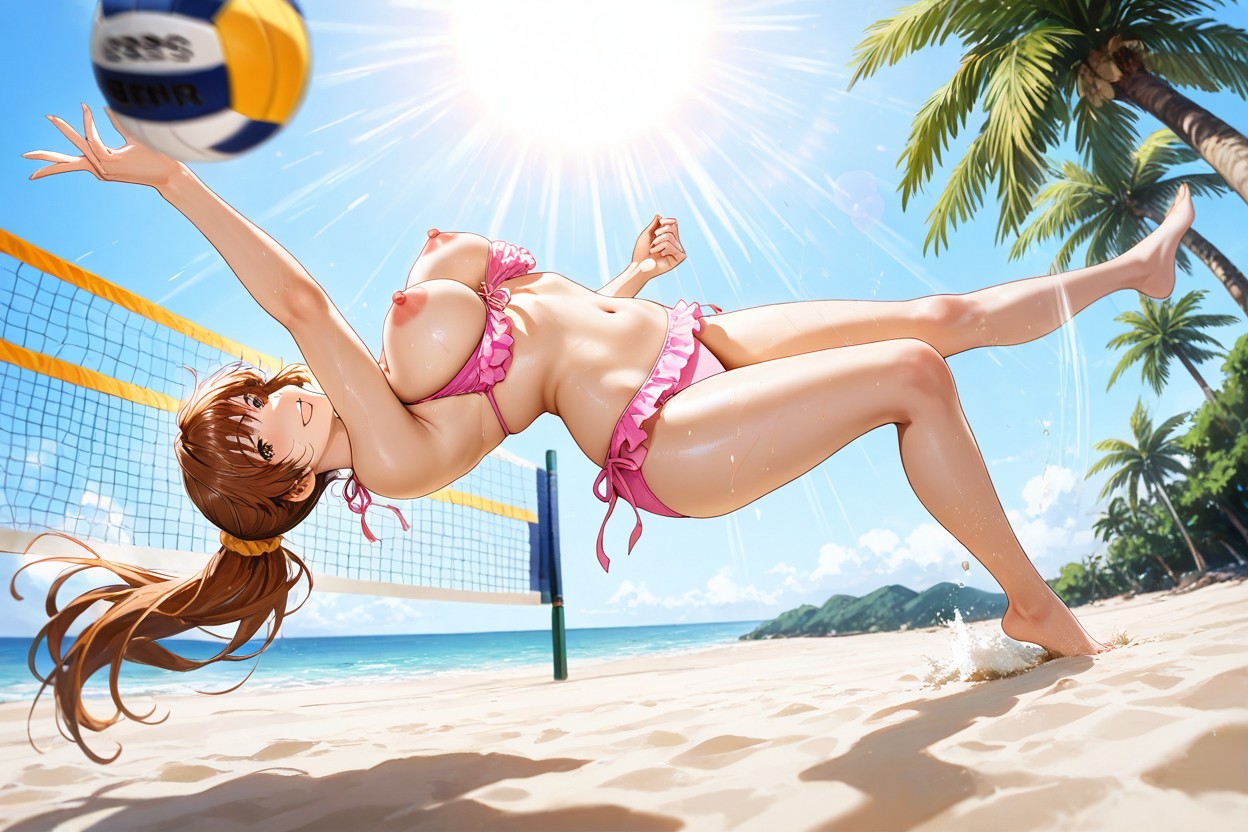 Beach Volleyball Court, Cul Moyen, Lens Flare Porno IA Hentai