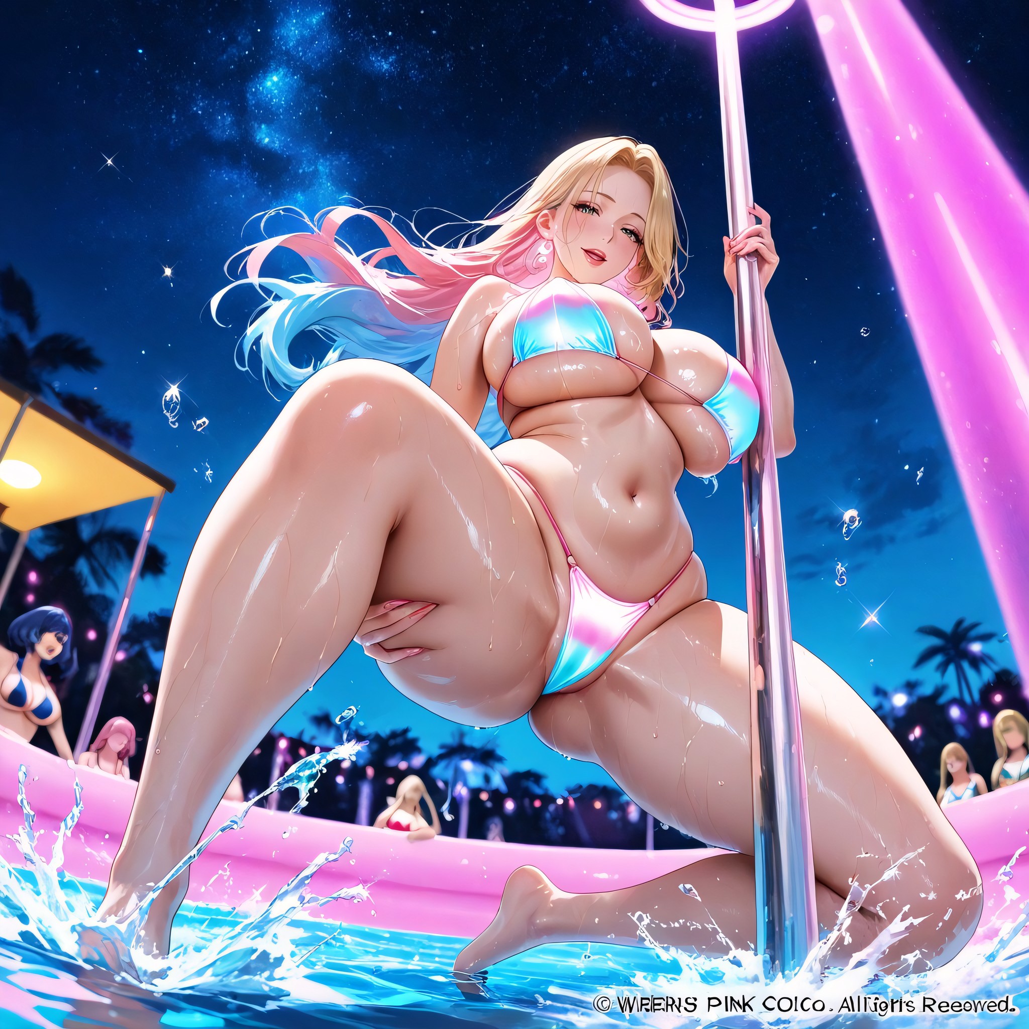 Dynamic-erotic Pose, Thick Thighs, Water Drops Hentai AI Porn
