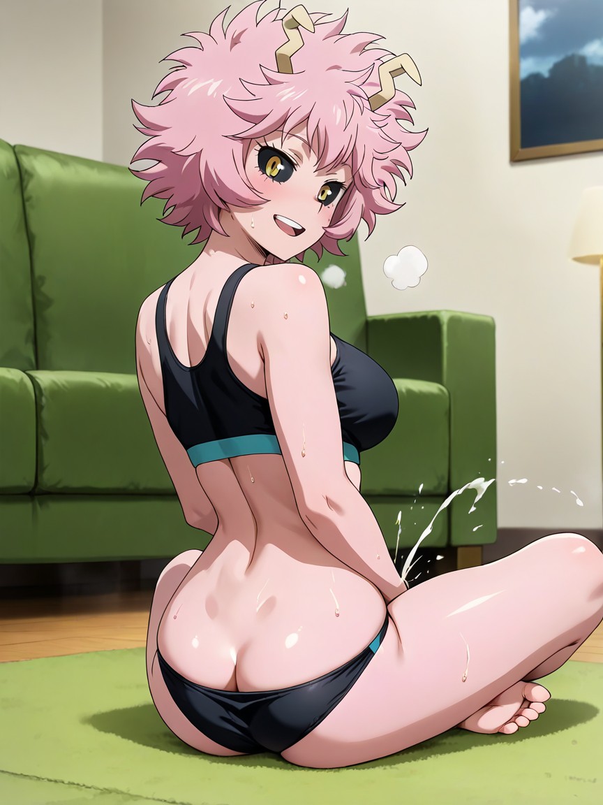 Solo, Looking Down, Black Thong Panties Hentai AI Porn