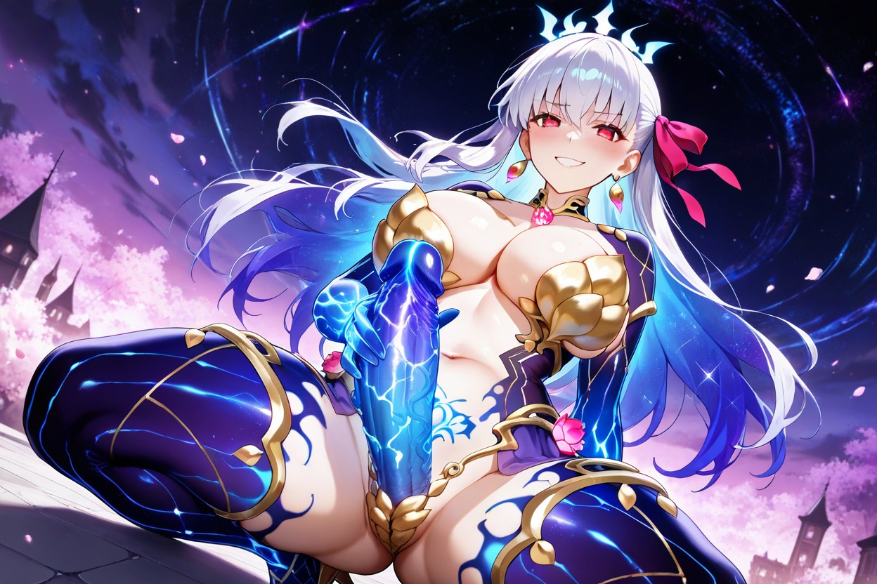 Gros Seins, Glowing Blue Energy, Pénis De Poney Porno IA Hentai