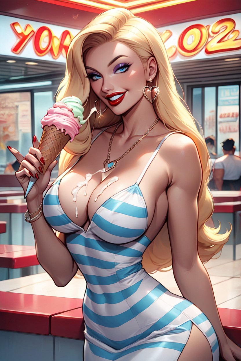 Long Legs, Big Tits, Vintage Diner AI黃漫