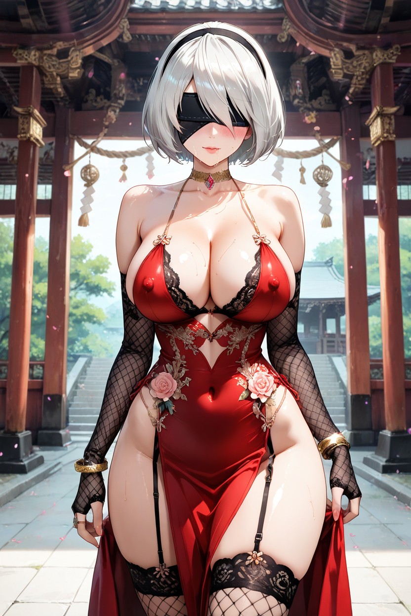 Low-dress, Deep Cleavage, Perfect Hourglass Figure Porno IA Hentai