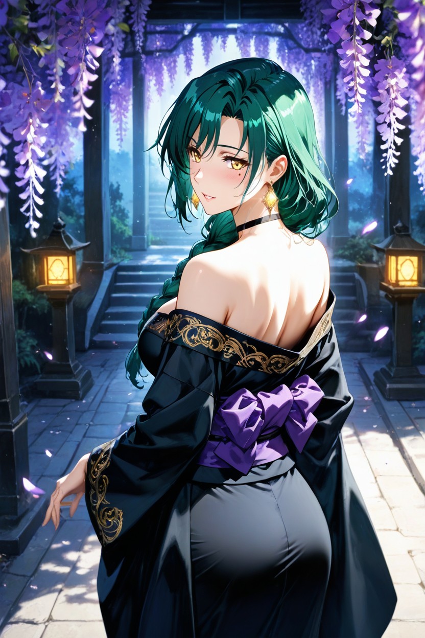 Muted Purple, Slightly Off-shoulder Strict Palette Black, Visual Novel AI黃漫