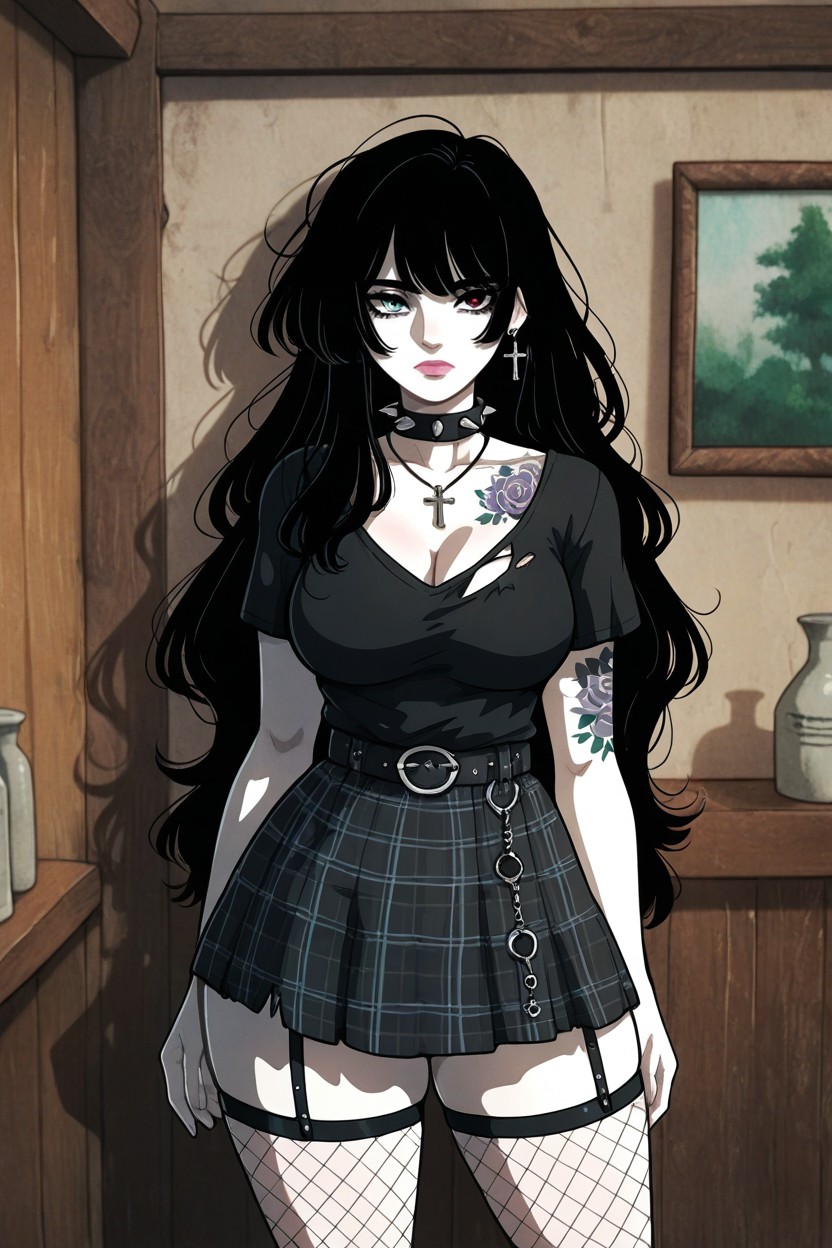 Thick Thighs, Heterochromia Eyes, Peau Pâle Porno IA Hentai