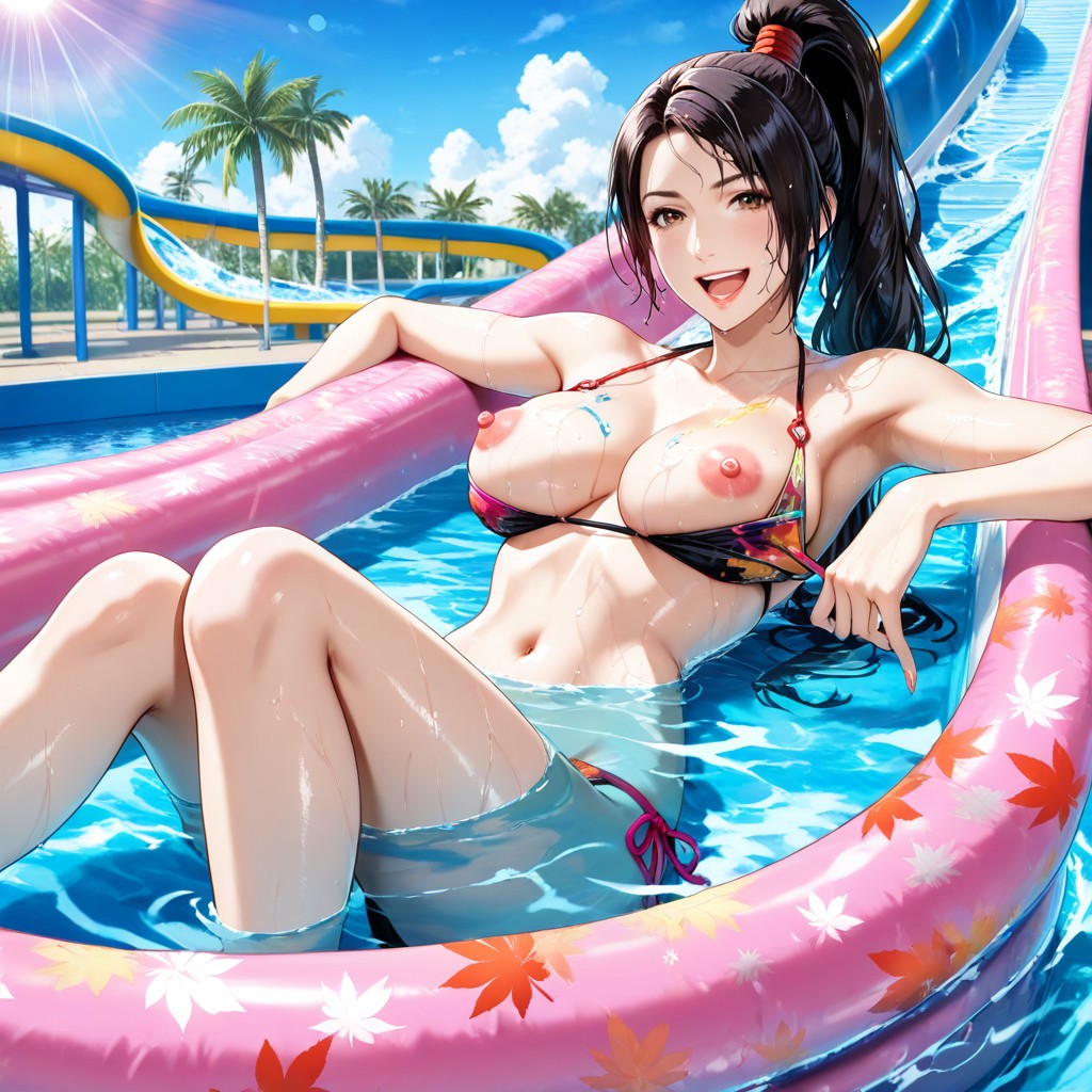 Daytime, Showing Teeth, In Beachside Water Park Porno IA Hentai