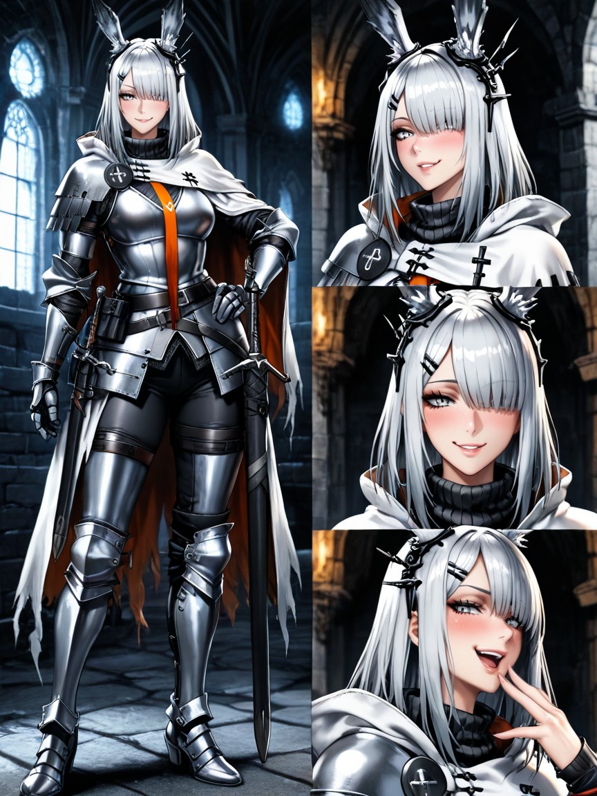 Blushed Cheeks, Maigre, Black Utility Belt With Pockets And Magic Potions Around The Hips Porno IA Hentai