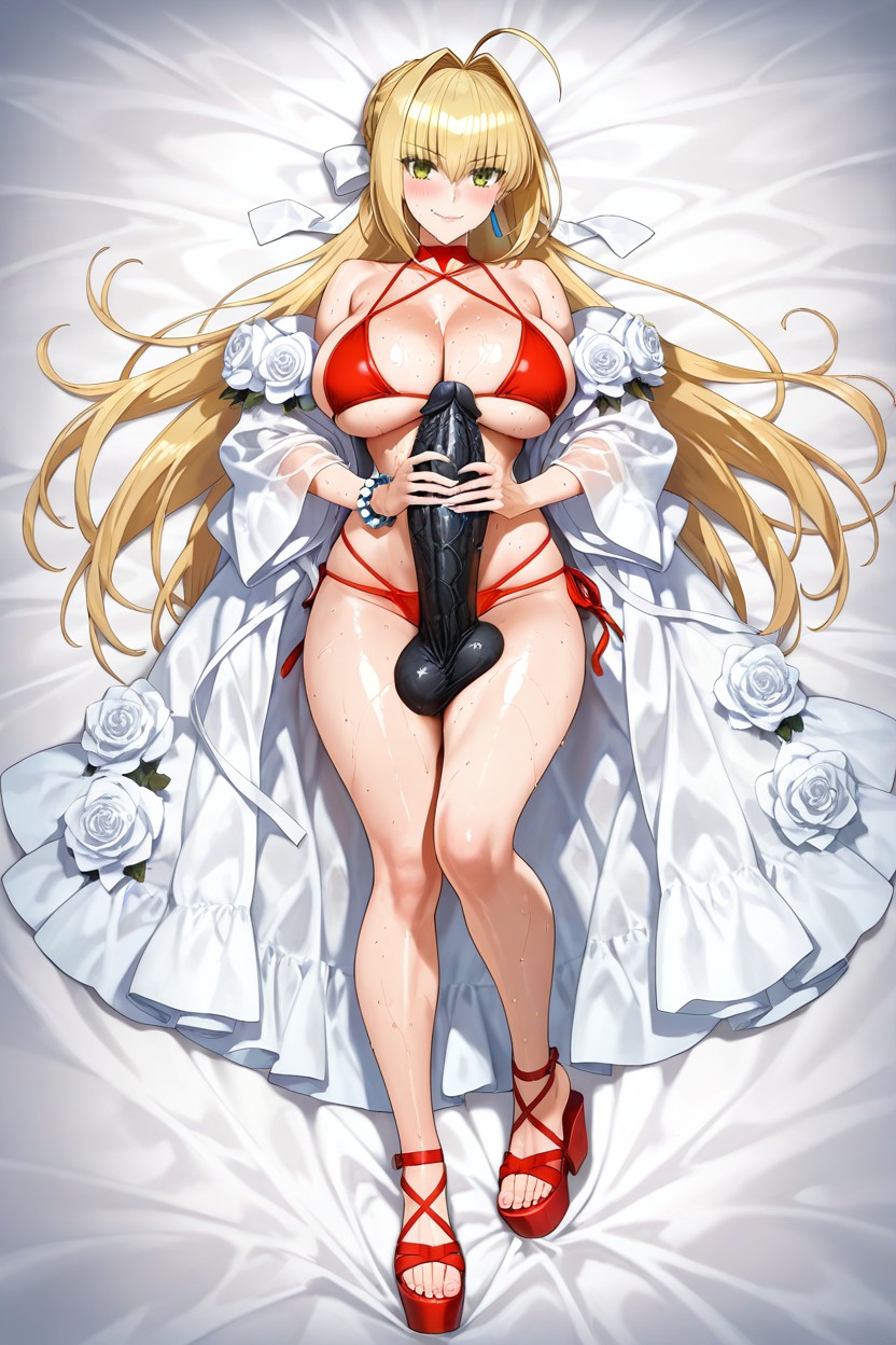 Excessive Sweating, Dakimakura Style, Red Bikini Under The Robe Hentai AI Porn