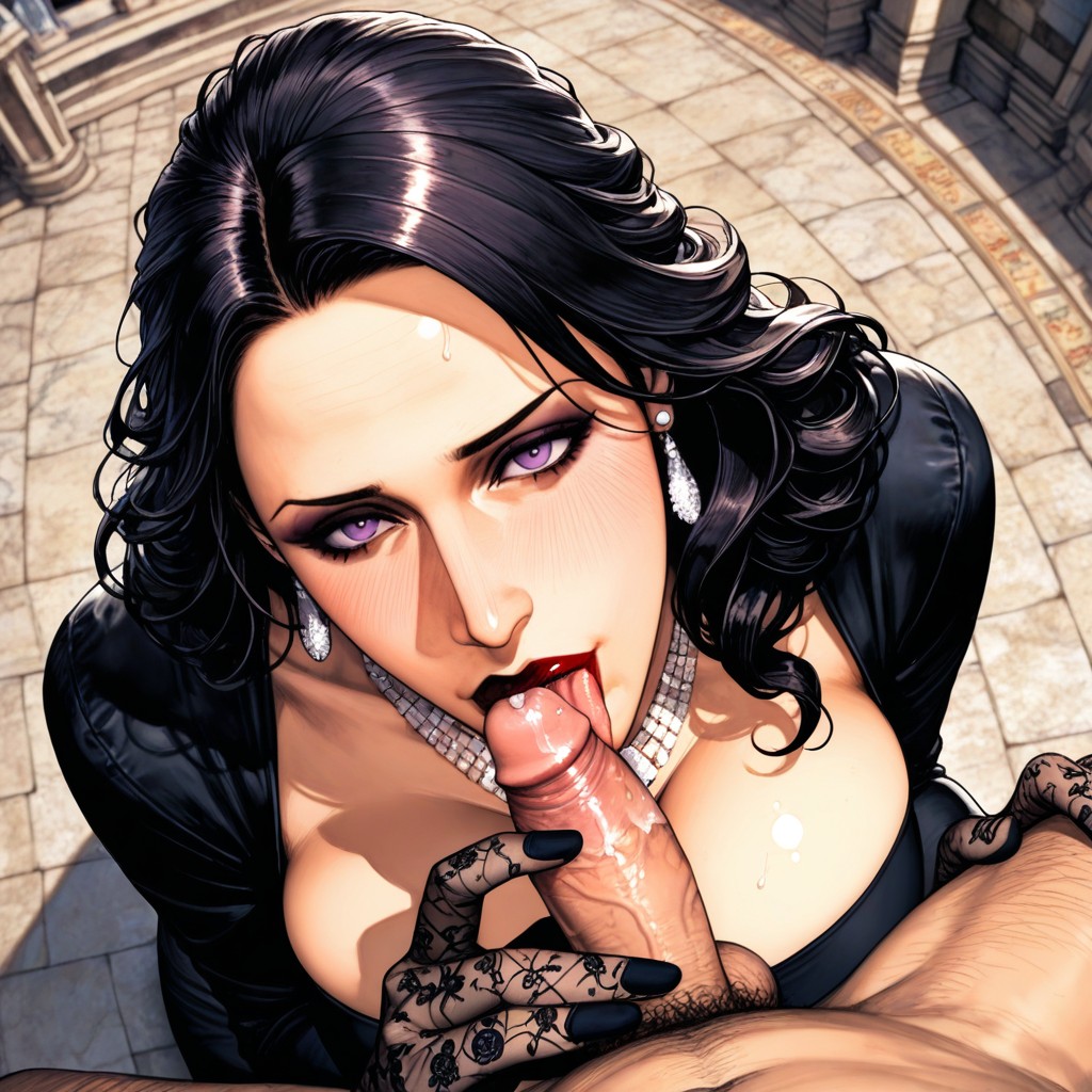 Detailed Eyes, Necklace, Black Lace Gloves Hentai IA