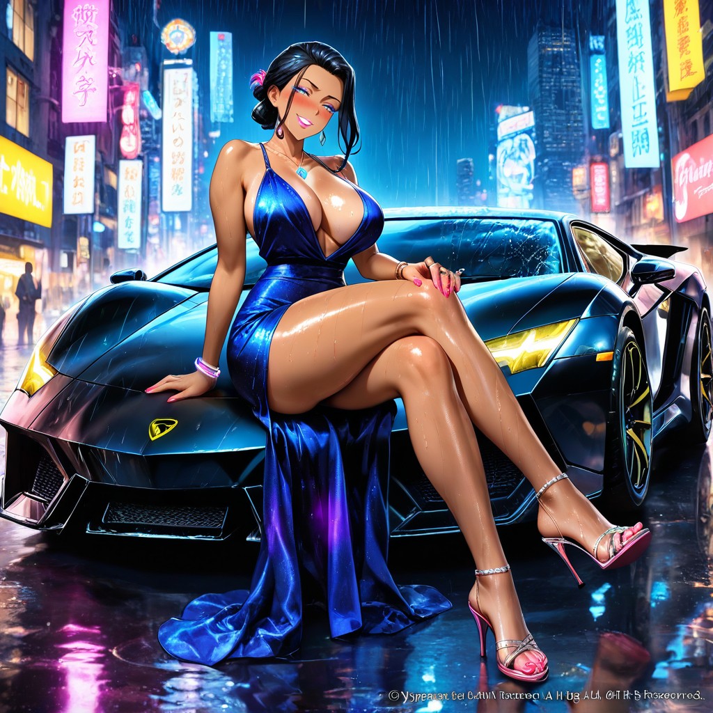 Dress, Ciudad Ciberpunk, Perfect Tits Hentai IA
