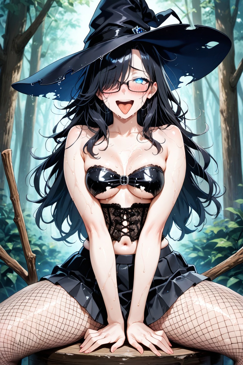 Black Pleated Skirt, 25+, Glowing Eyes Hentai IA