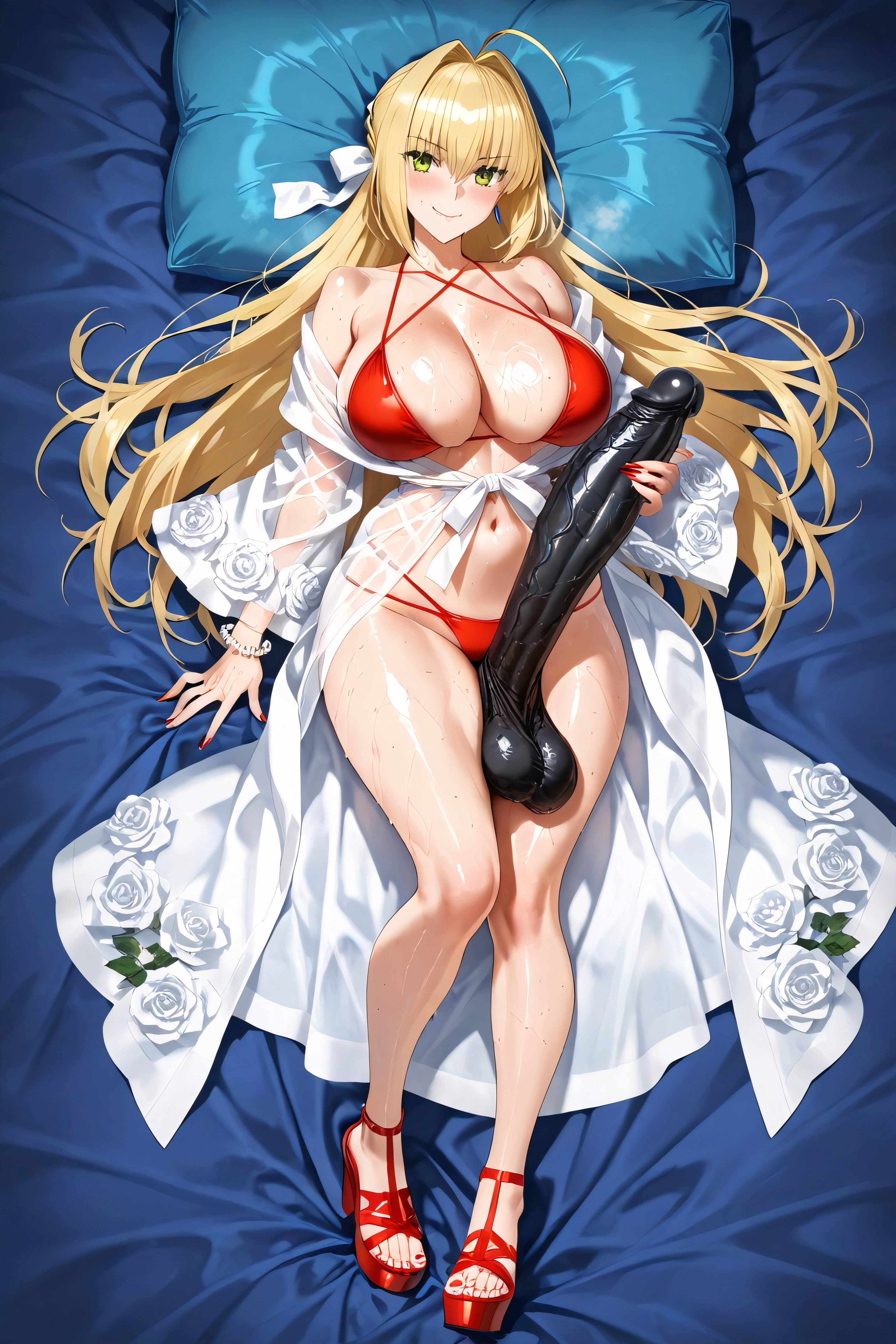 Biting Lips, Perfect Fingers, Green Eyes Hentai AI Porn