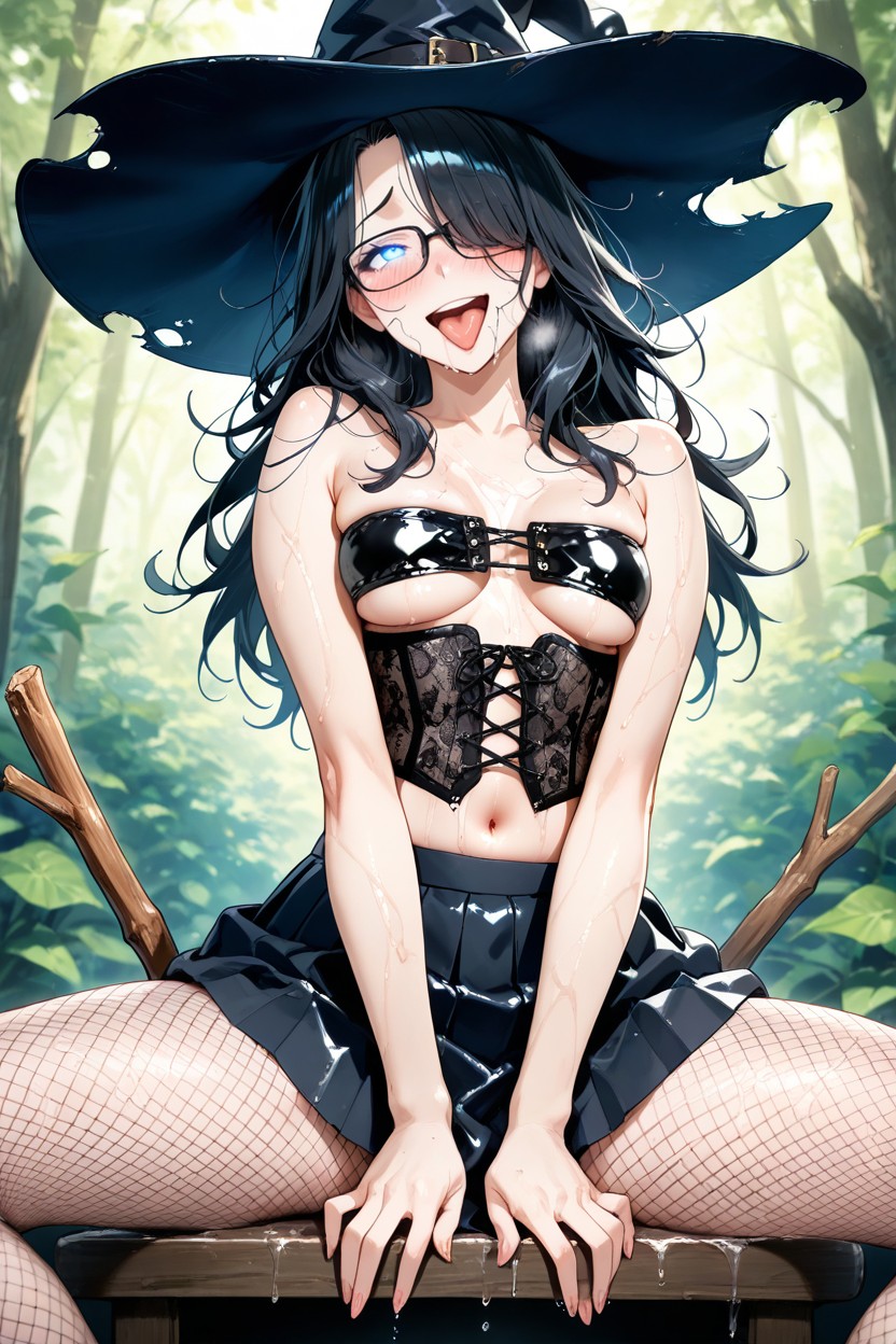 Witch Hat, Lift Eyebrows, Pechos Pequeños Hentai IA