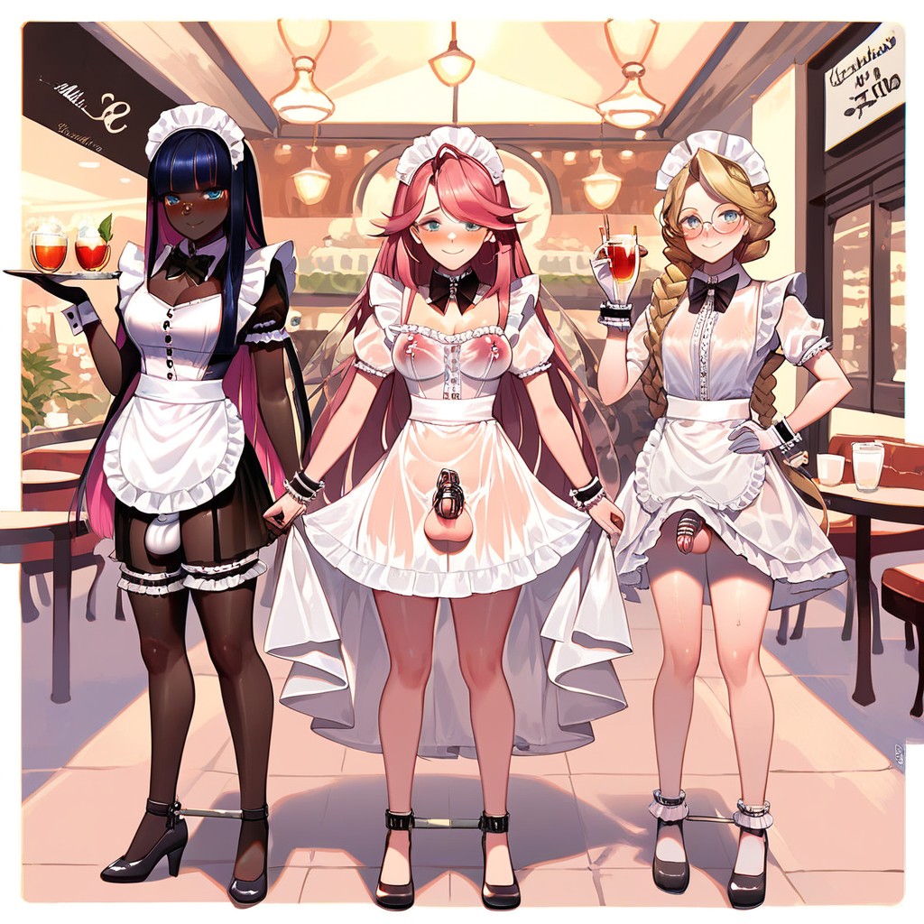 White Shirt Collar With Black Bowtie, Natural Breasts, One Hand On Hips Hentai AI Porn