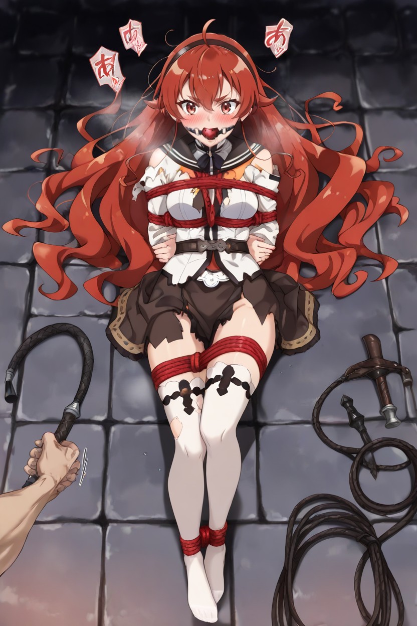 Wamudraw's Art Style, Hands With Red Rope, Small Breasts Hentai AI Porn