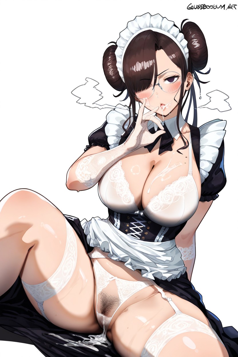 Round Glasses, Outline, Garter Belt Hentai AI Porn