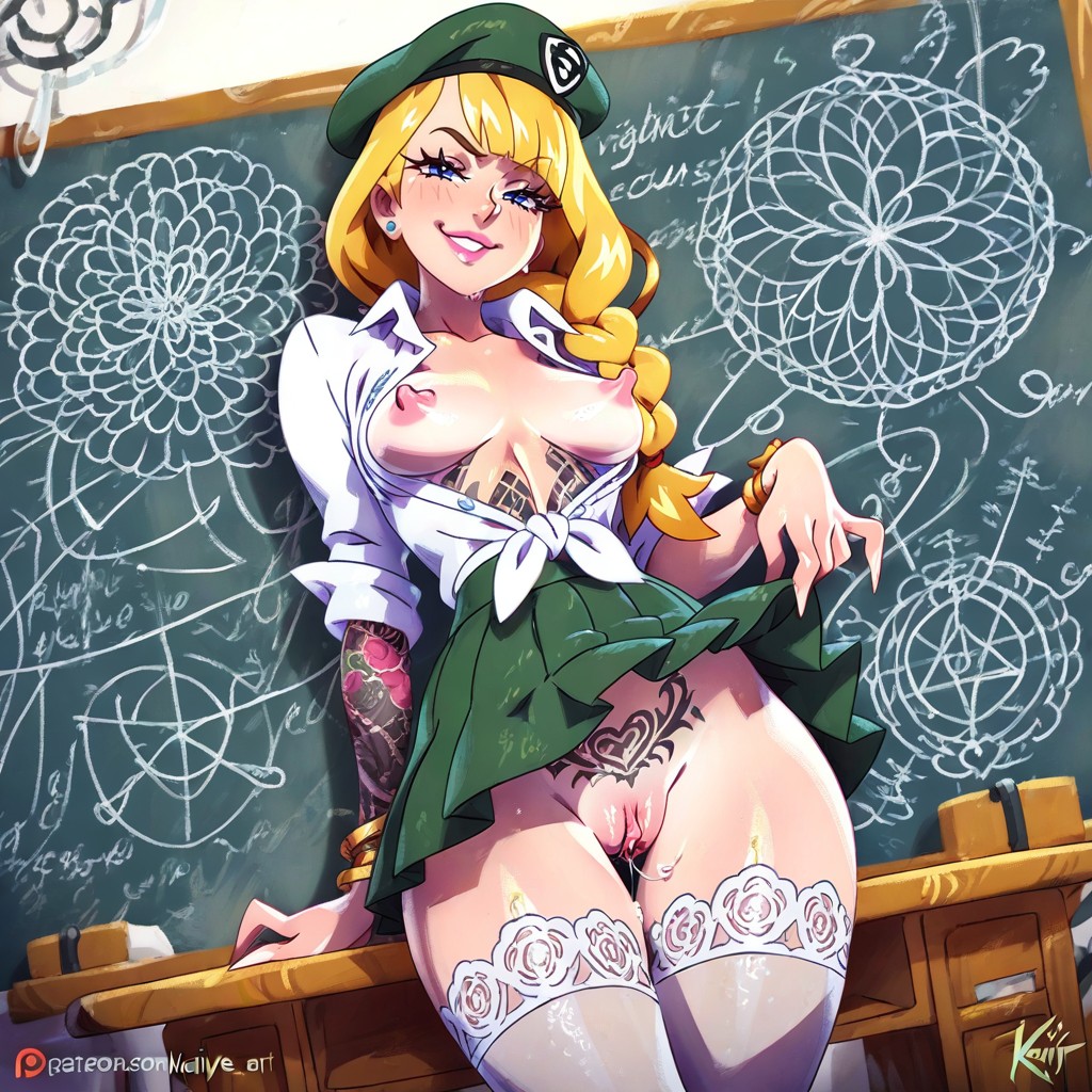De Pie, Thigh-highs, Blue Eyes Hentai IA
