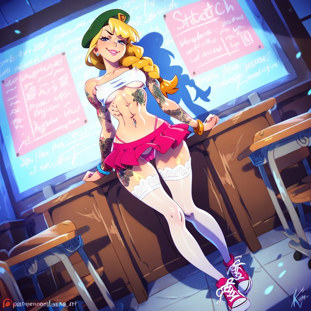 Bangs, Simple Desk, Perky Breasts Hentai IA