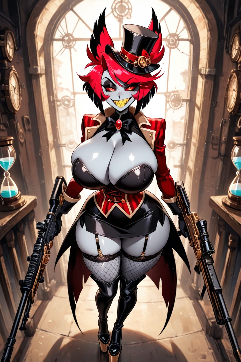 Steampunk, Black Hair Tips, Sharp Teeth Hentai AI Porn