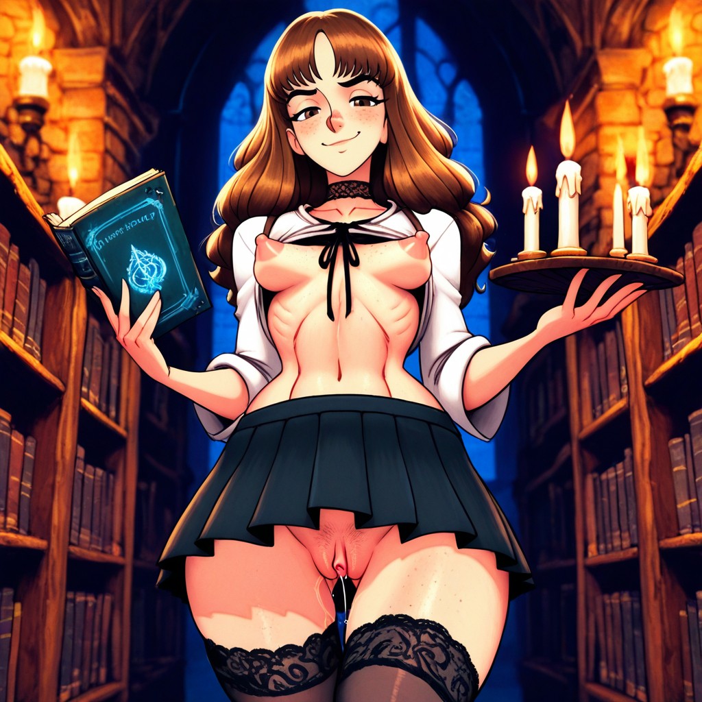 Pleated Miniskirt, Snatched Waist, Thigh Highs Porno IA Hentai
