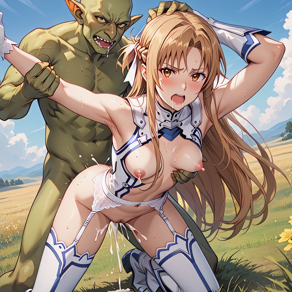 Goblin Grab Asuna Breast, Yellow Pubic Hair, Open Porno IA Hentai