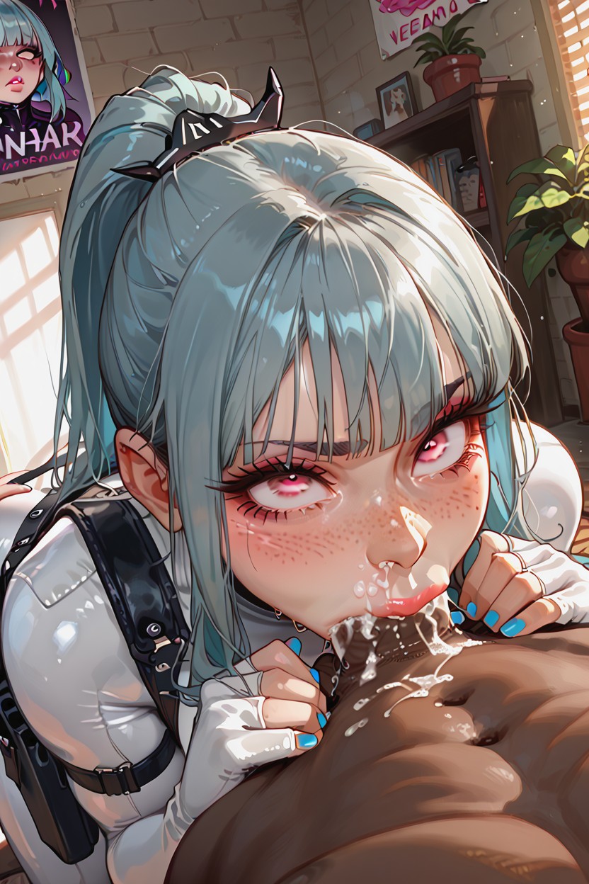 Rough Deepthroat, Triangular Head, Penis All In Mouth Hentai IA