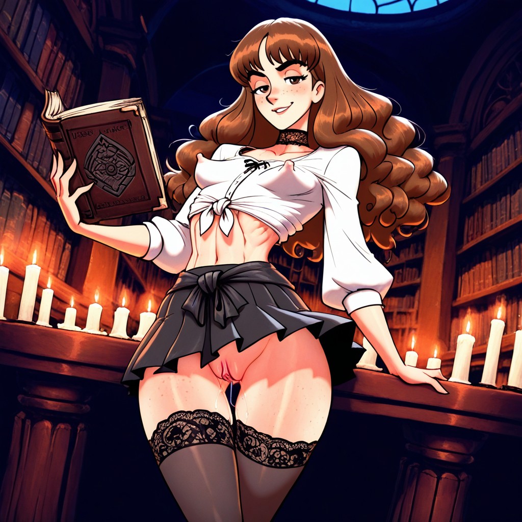 Cabelo Médio, At Night, Hermione From Harry Potter Hentai IA pornografia