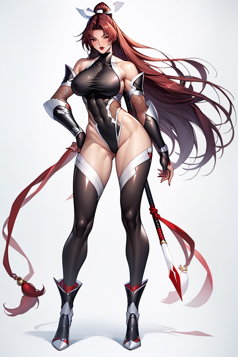 Holding Long Spear, Smooth Skin, Detailed Fingers Hentai IA