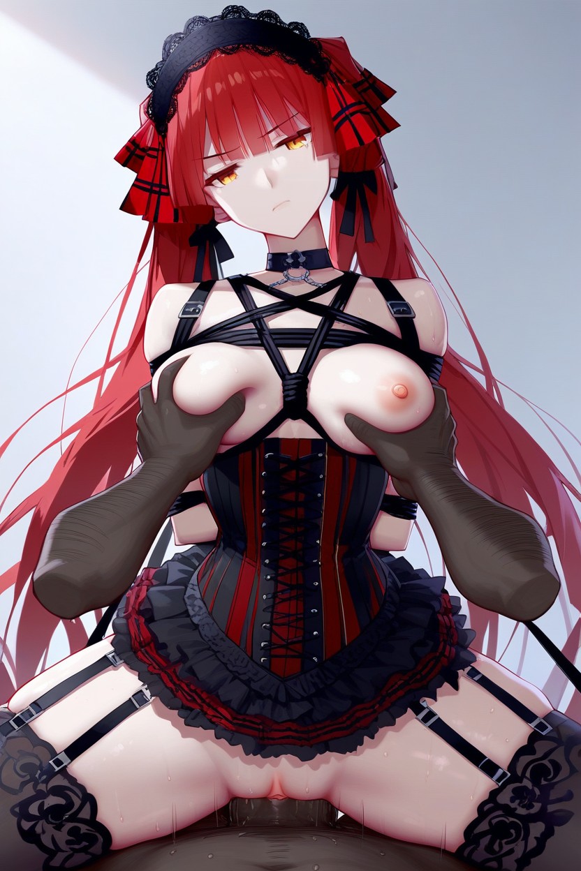 Tired, Black Lace Ornaments With Subtle Red Accents, Cowgirl Position Porno IA Hentai
