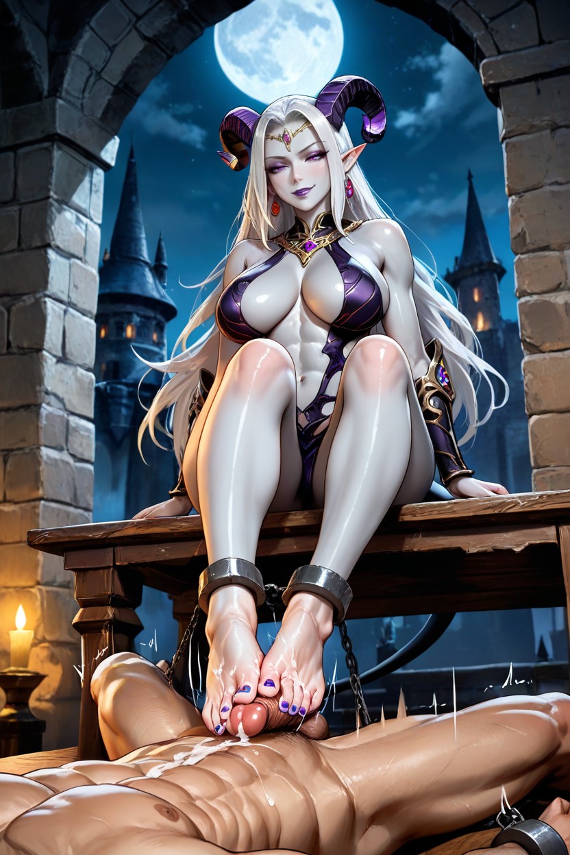 Revealing Clothes, Demon Empress, Man Laying On Wooden Table Porno IA Hentai