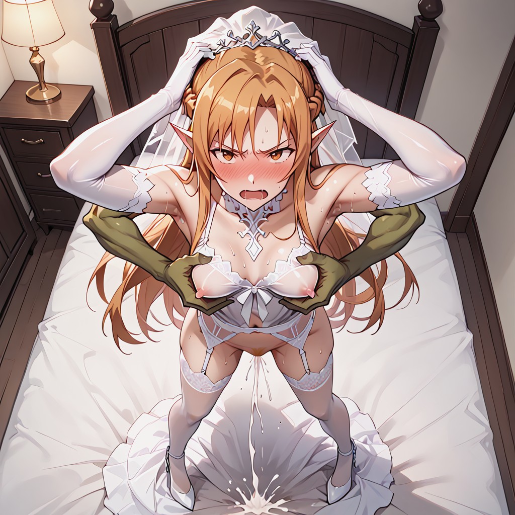 Running Down, Erect Nipples, Long Wedding Gloves 헨타이 AI 포르노