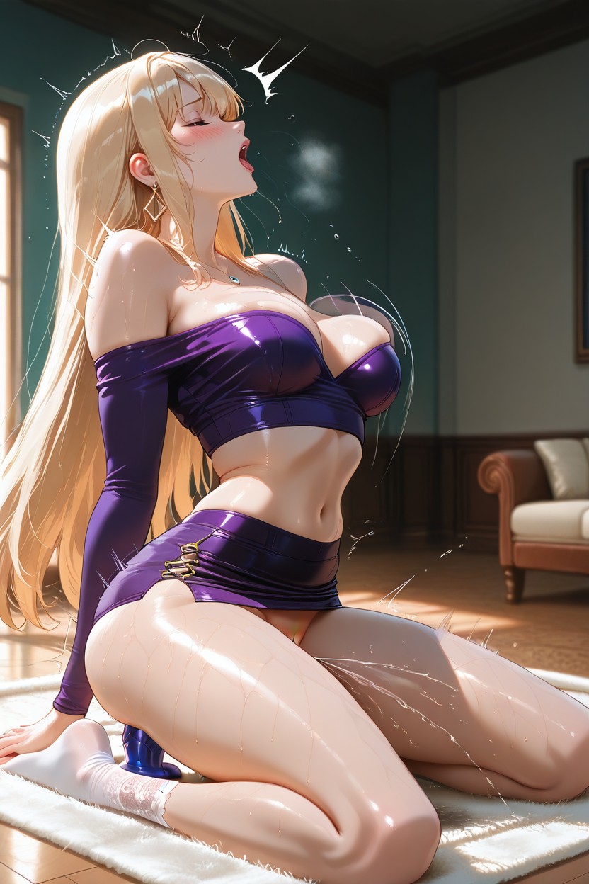 Riding A Dildo, Head Thrown Back, Playful Hentai AI Porn