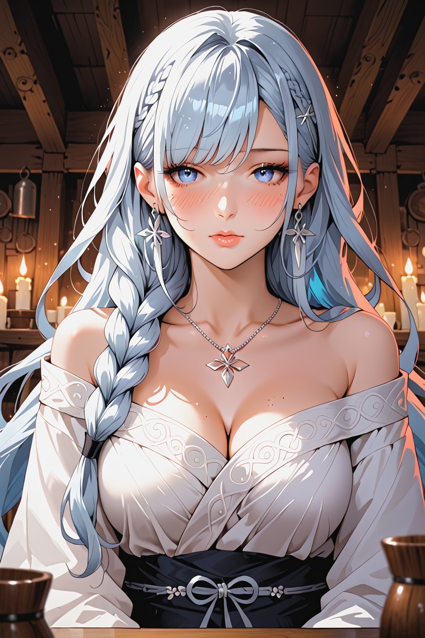 Massive Hair, Hair Over Face, Water Loop Earrings Porno IA Hentai