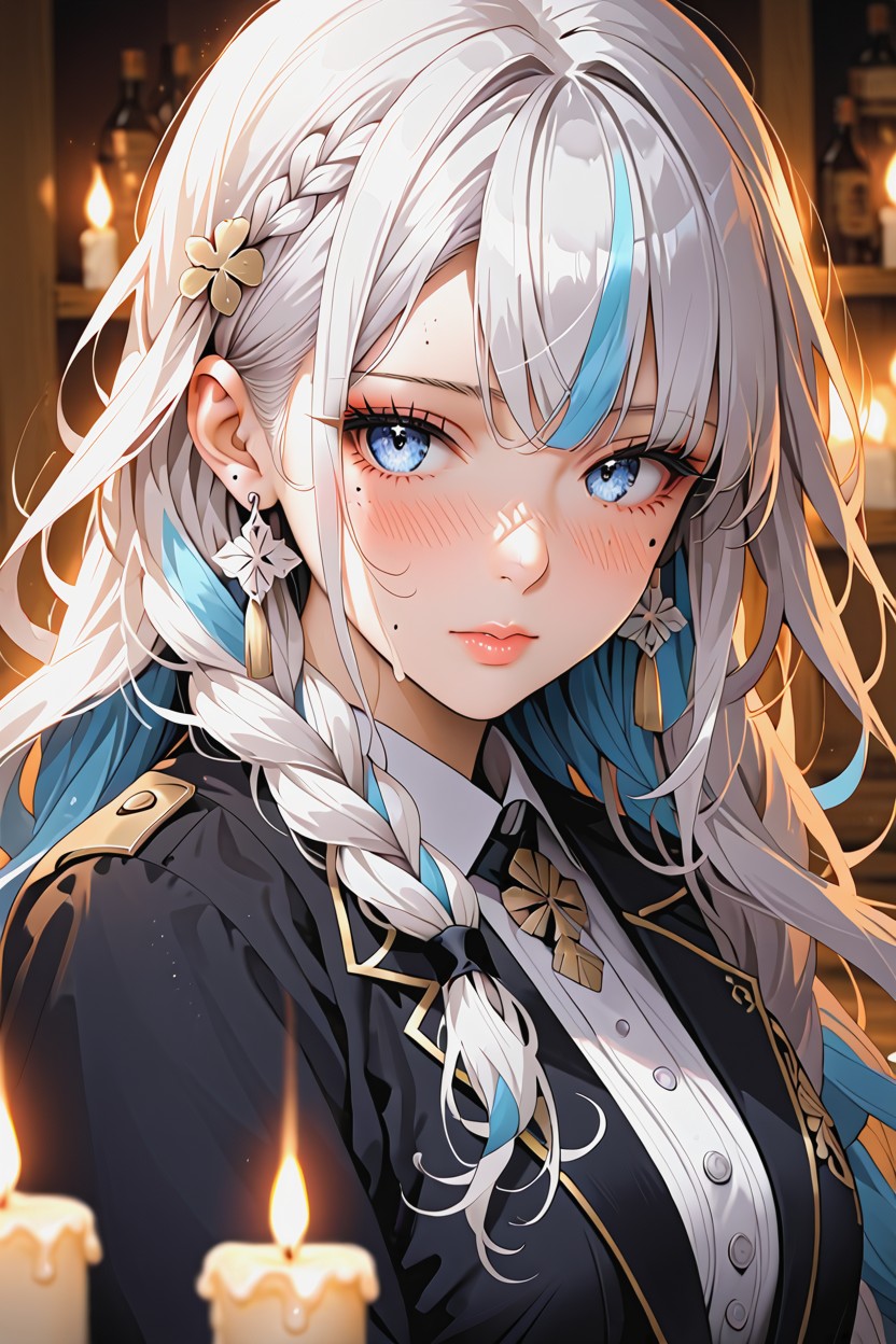 Showing Only Face, Braided, Soft Pale White Skin Porno IA Hentai