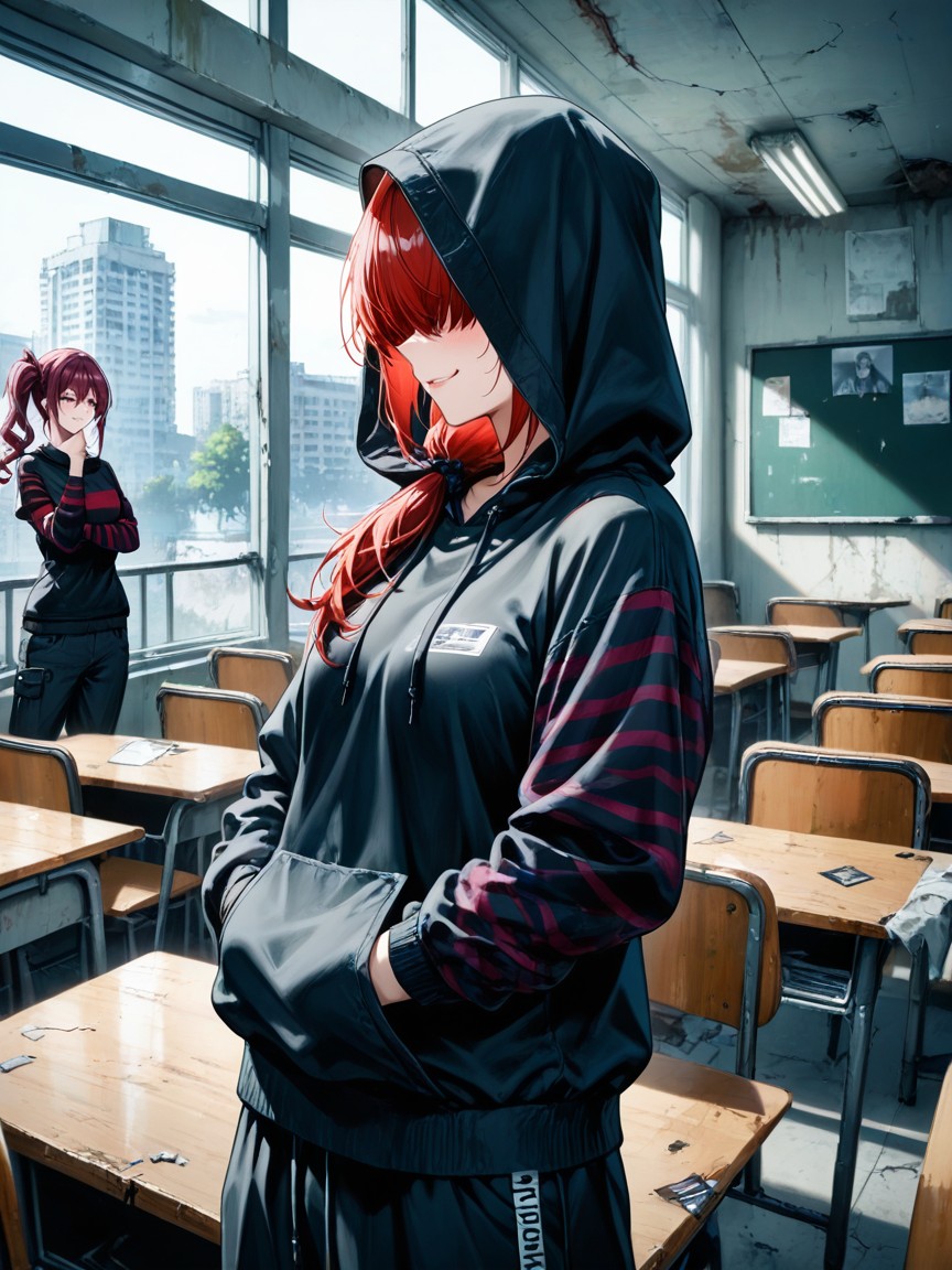 High Resolution, Photos Of A Pink Kitsune Woman In A Park, Wearing Hood Over Head Porno IA Hentai