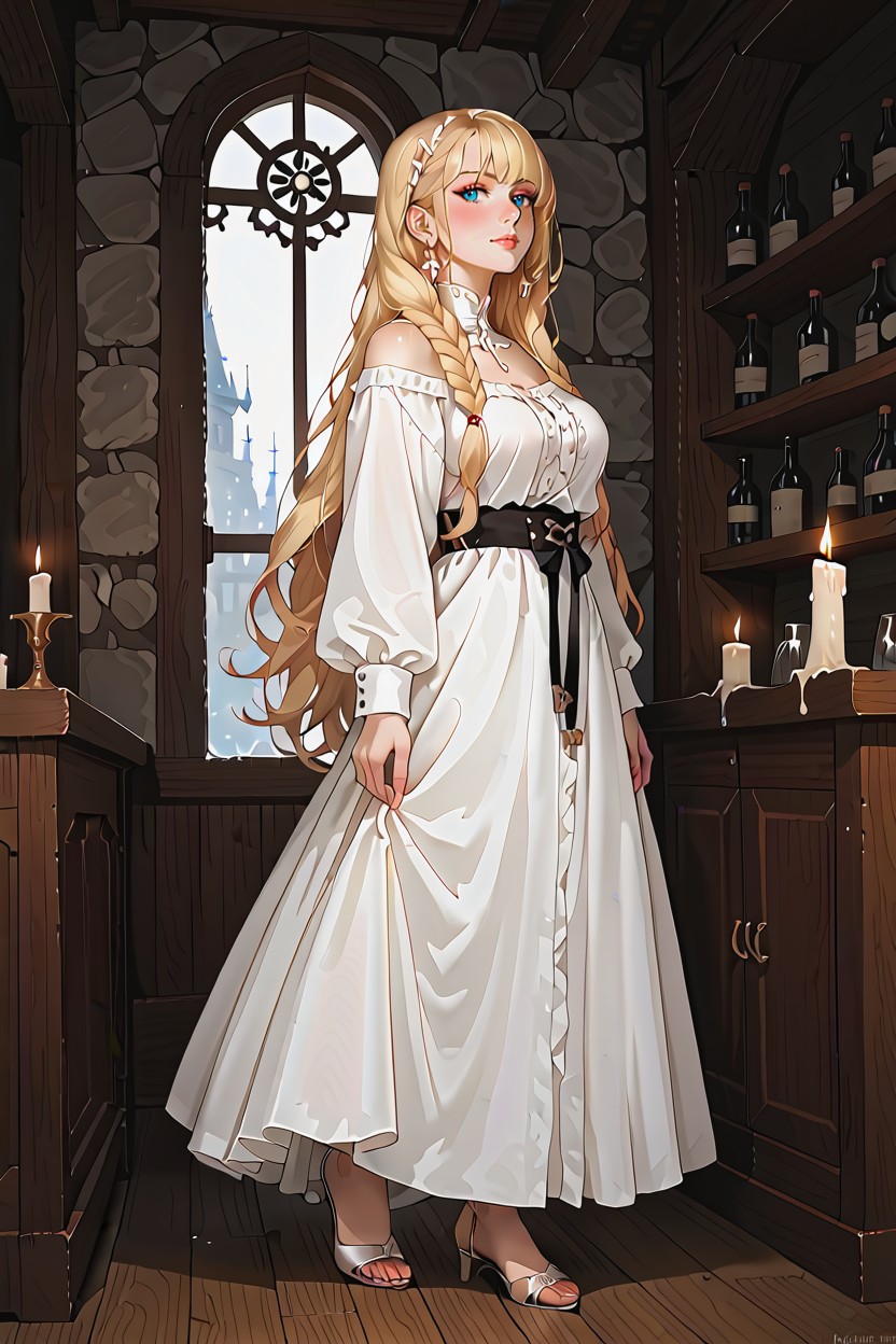 Medieval Tavern, Blue Eyes, Hyper Long Hairstyle Porno IA Hentai