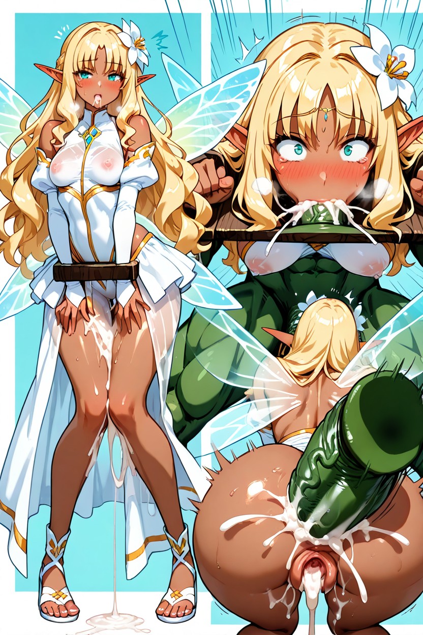 Bent Over, Dark Skin Elf, Gold Porno IA Hentai