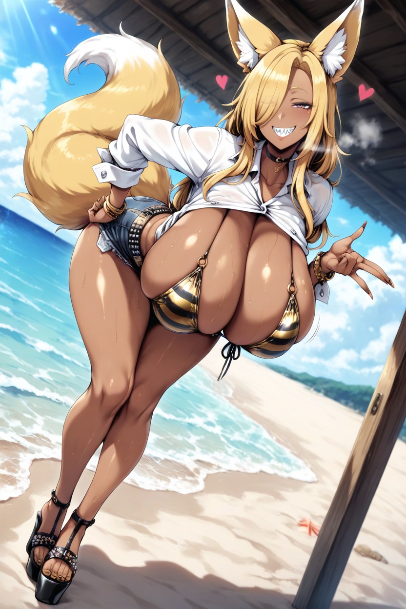 Long Legs, Uncensored, Beach Porno IA Hentai