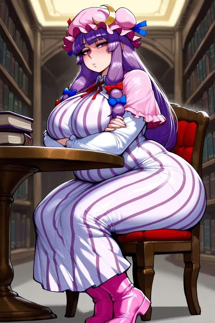 Green Bow, Chair, Chubby Hentai AI Porn