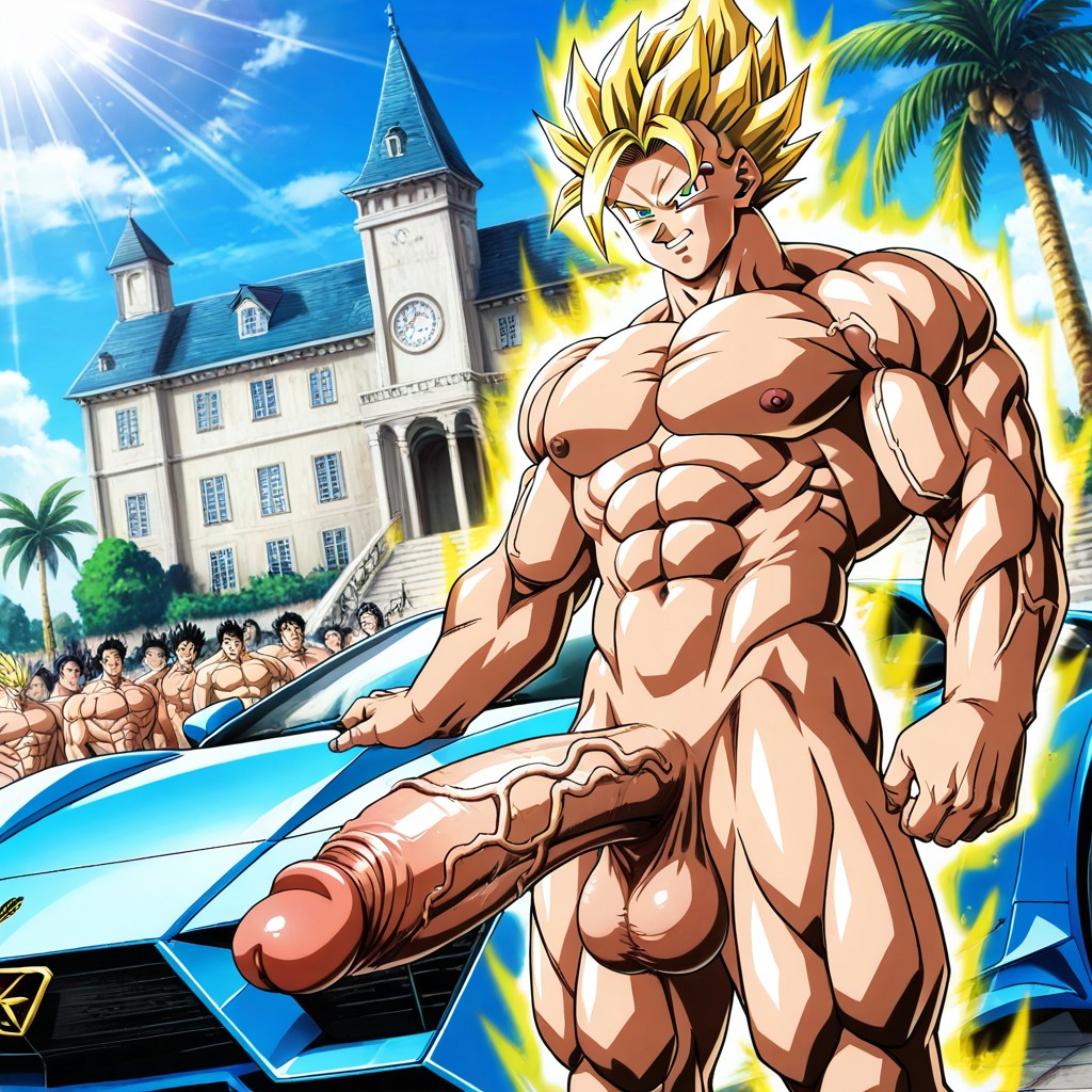 Harem, Sunlight, Massive Erect Veiny Cock Hentai AI Porn
