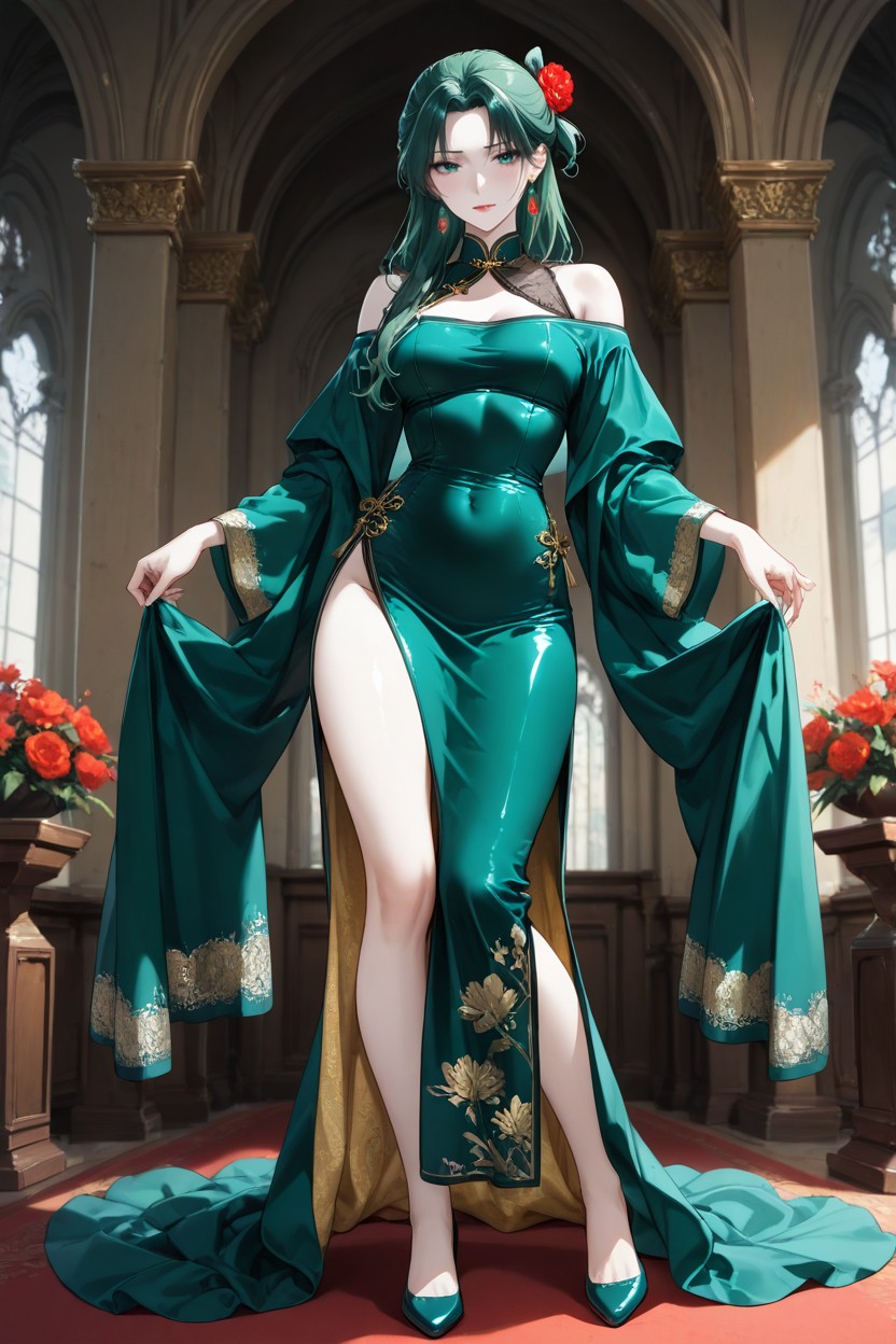25+, Lustrous Silk Cheongsam, Palácio Hentai IA pornografia