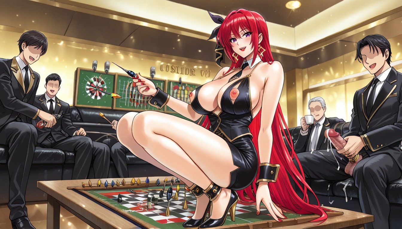Coffee Table, Black Necktie, Black Top With Gold Trim ヘンタイAIポルノ