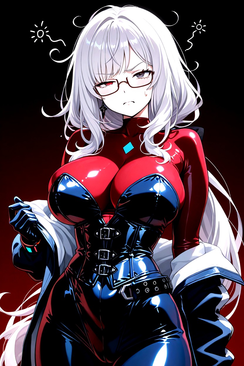 25+, Form-fitting On Torso, Very Long Silver Hair In A Low Ponytail That Reaches Below The Waist Porno IA Hentai