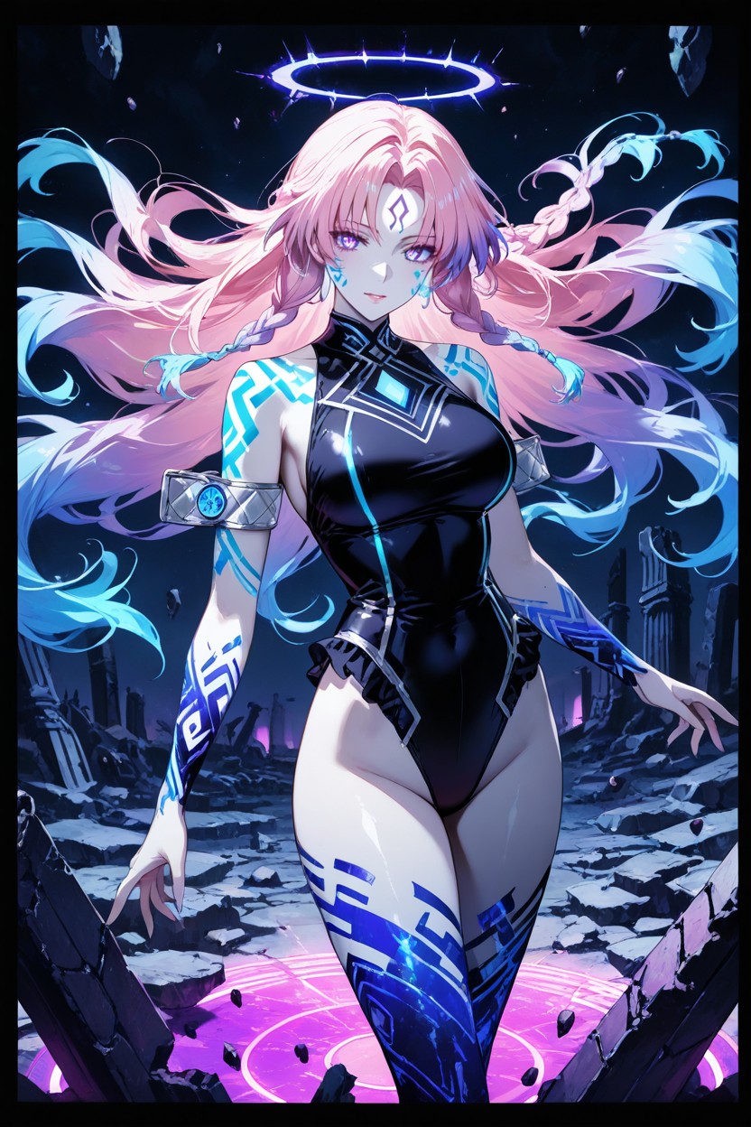 Dark Sky Background, Vibrant Color Palette, Violet Eyes ヘンタイAIポルノ