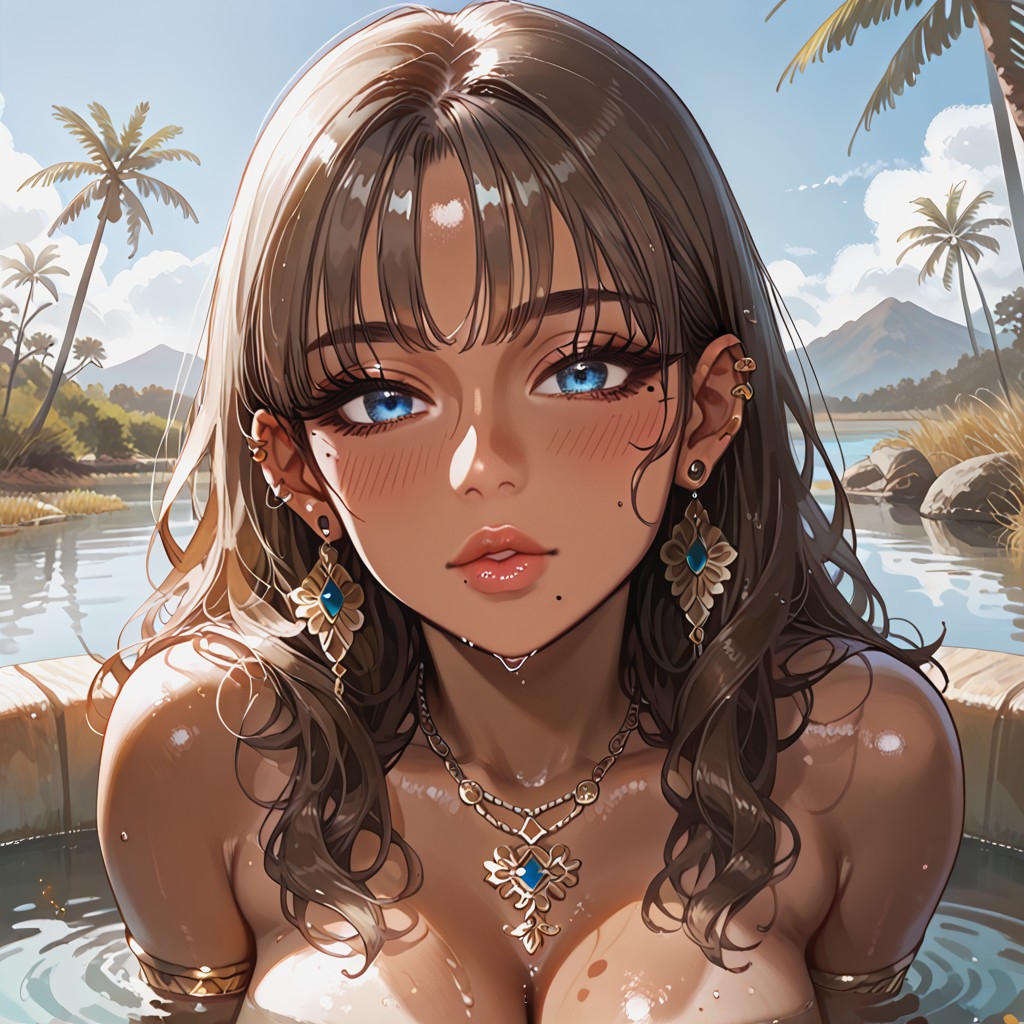 Vue De Face, Desert, Tanned Porno IA Hentai
