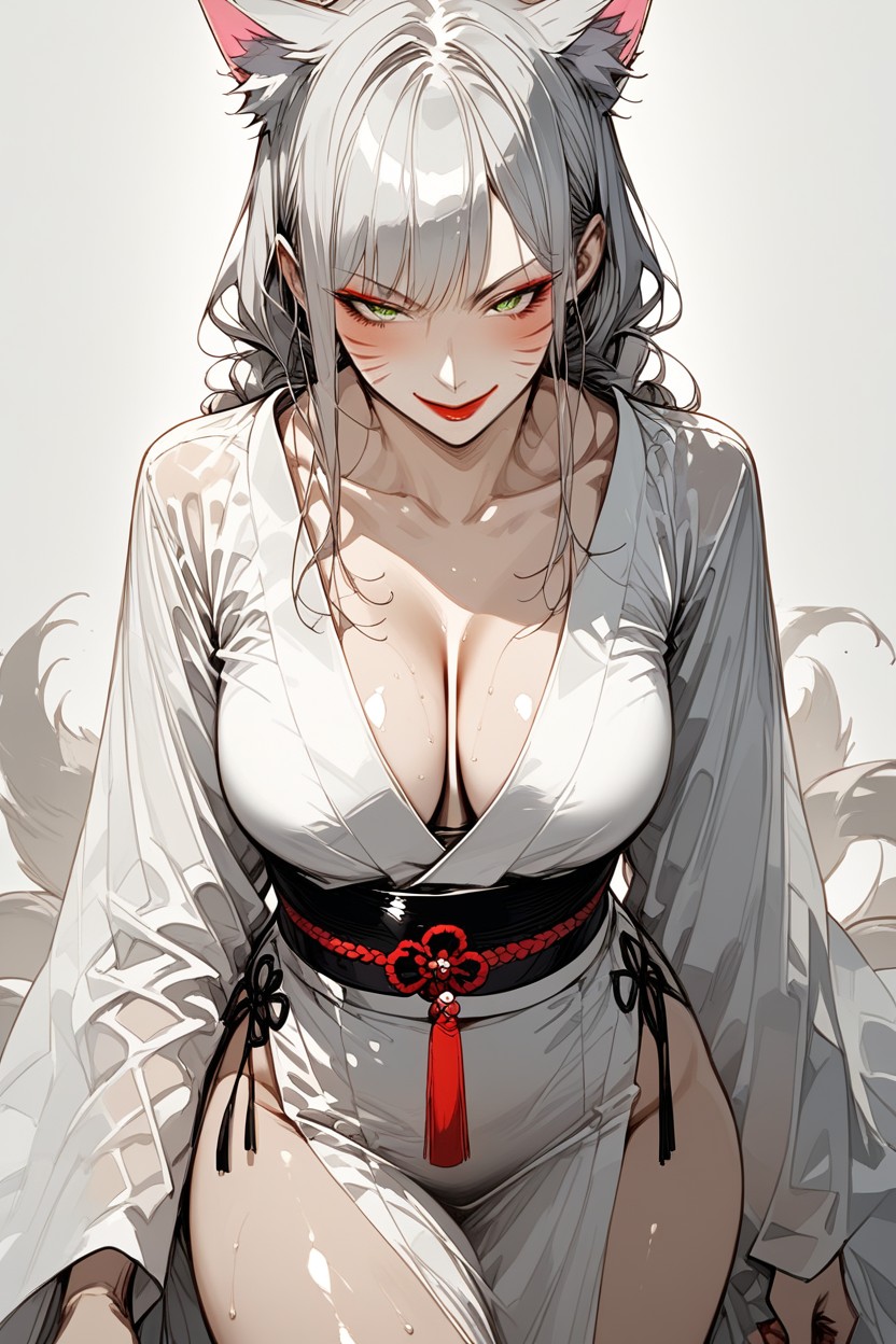 Blush, Kimono, Red Eyeshadow Porno IA Hentai