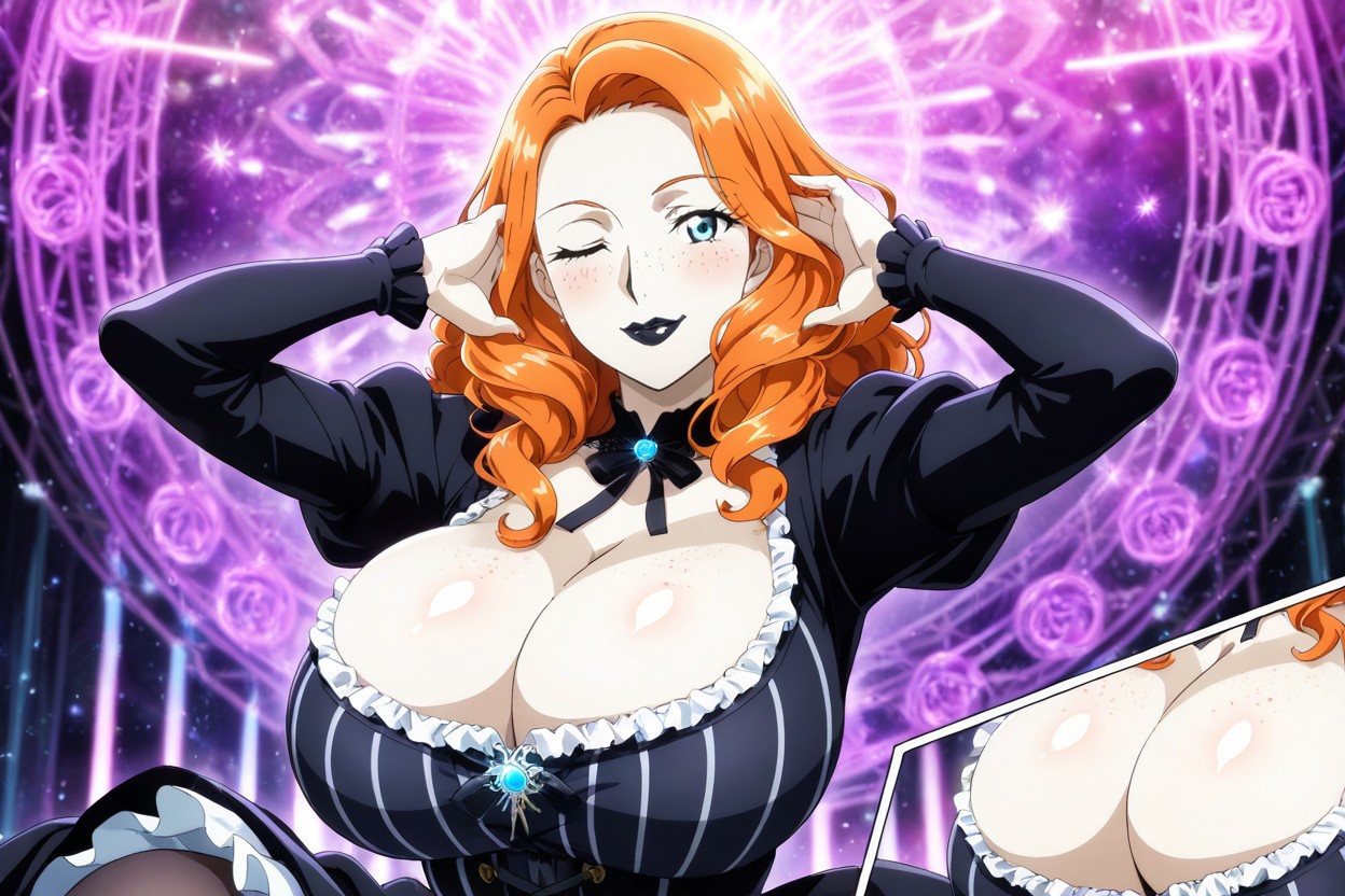 Pose, Long Wavy Ginger Hair, Soft Diffused Lighting ヘンタイAIポルノ