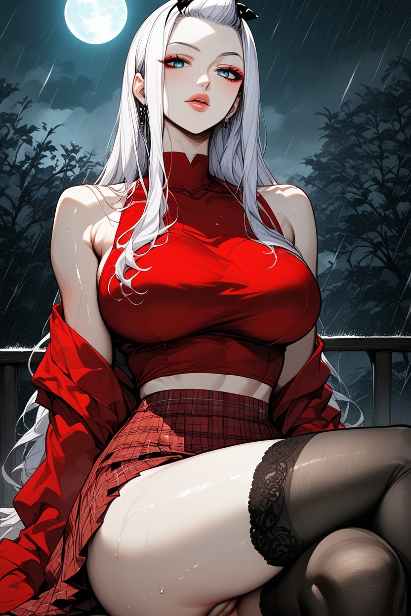 Voluptuous, Legs Crossed, Glimpse Of Pussy Hentai AI Porn