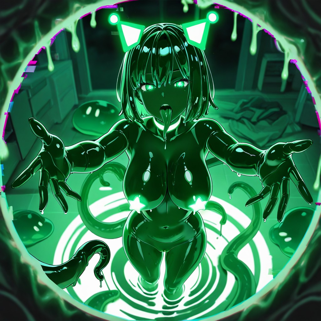 Green Lighting Ambience, Reaching For Viewer, Feet Hentai AI Porn