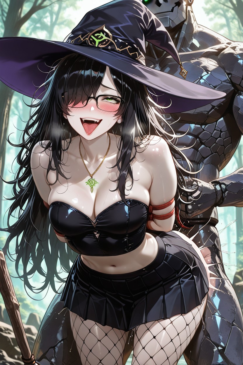 Glowing Eyes, Thighs, Rectangular Glasses With Black Frames Hentai AI Porn