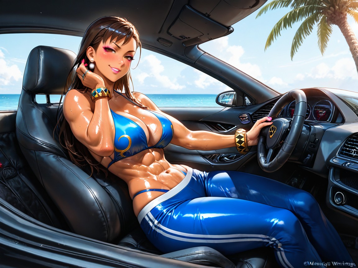 Perfect Fit Body, Pink Nails, Wearinga Blue Bikini Hentai IA